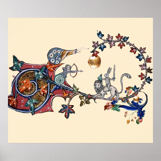 MEDIEVAL BESTIARY KRIG Snigel ,Killer Rabbit,Lejon Poster (Framsidan)