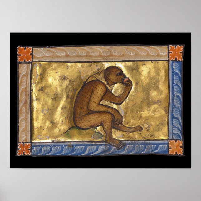Medieval Bestiary Monkey c. 1270 Poster (Framsidan)