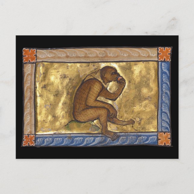 Medieval Bestiary Monkey c. 1270 Vykort (Framsida)