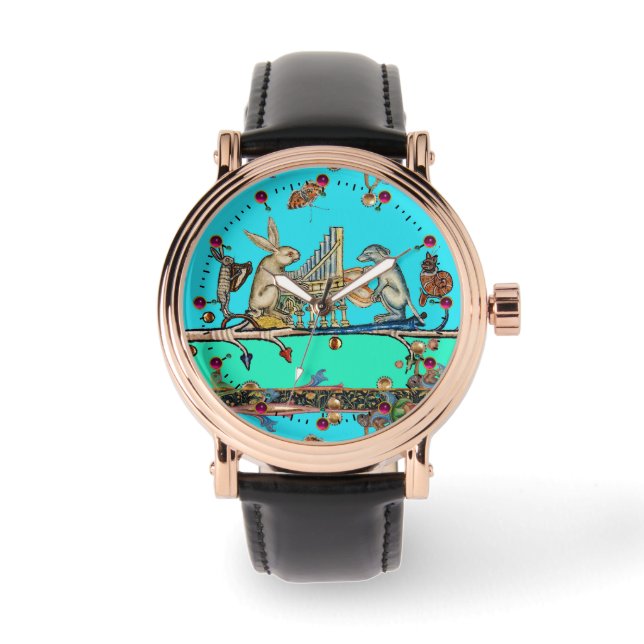 MEDIEVAL BESTIARY SKAPAR MUSIC,Rabbit,Hund Blue Armbandsur (Framsida)