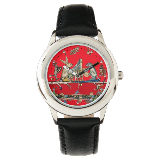 MEDIEVAL BESTIARY SKAPAR MUSIC,Rabbit,Hund Red Armbandsur (Framsida)