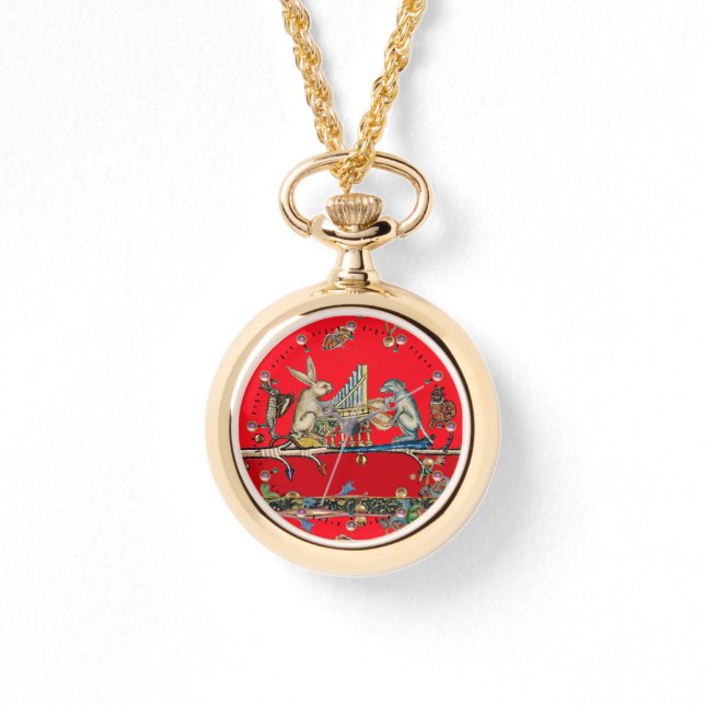 MEDIEVAL BESTIARY SKAPAR MUSIC,Rabbit,Hund Red Wat Armbandsur (Framsida)