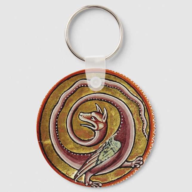 MEDIEVAL BESTIARY, SNAKE DRAGON CIRCLES KEYCHAIN NYCKELRING (Framsida)