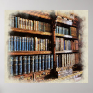 Medieval Bibliotek och Bokar av antikvitetskontrak Poster