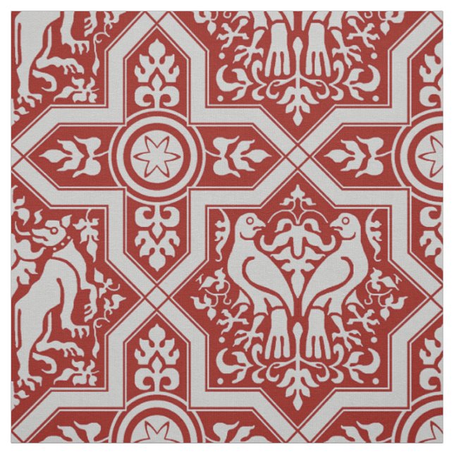 Medieval Birds and Hounds Interlace Tyg (Provkarta)