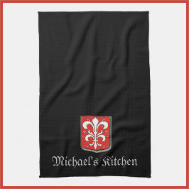 Medieval Black och Red Knight Shield Kökshandduk
