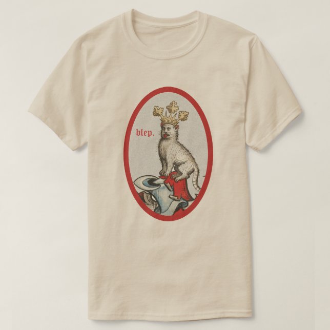 Medieval "Blep" Katt T Shirt (Design framsida)