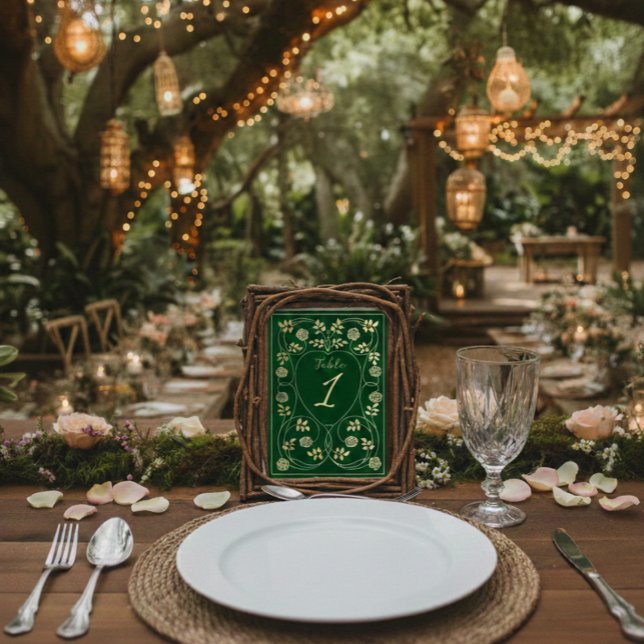 Medieval Blommigt Hearts och Sword Bröllop Bordsnummer (Skapare uppladdad)