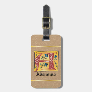 Medieval Blommigt Upplyst Brev A Monogram Bagagebricka
