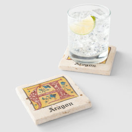 Medieval Blommigt Upplyst Brev A Monogram Stenunderlägg