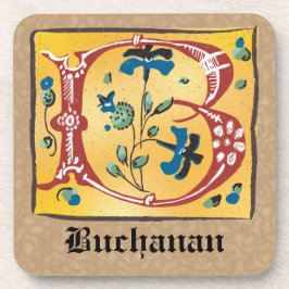 Medieval Blommigt Upplyst Brev B Monogram Underlägg