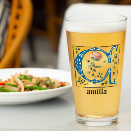 Medieval Blommigt Upplyst Brev C Monogram Glaskopp