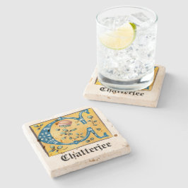 Medieval Blommigt Upplyst Brev C Monogram Stenunderlägg