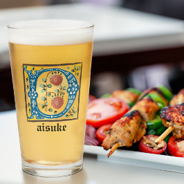 Medieval Blommigt Upplyst Brev D Monogram Glaskopp