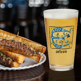 Medieval Blommigt Upplyst Brev E Monogram Glaskopp