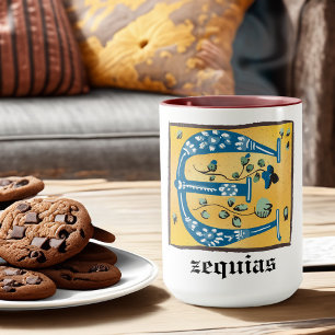 Medieval Blommigt Upplyst Brev E Monogram Mugg