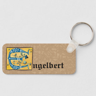 Medieval Blommigt Upplyst Brev E Monogram Nyckelring