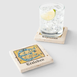 Medieval Blommigt Upplyst Brev E Monogram Stenunderlägg