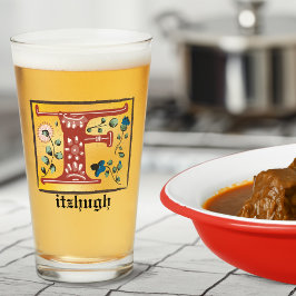 Medieval Blommigt Upplyst Brev F Monogram Glaskopp