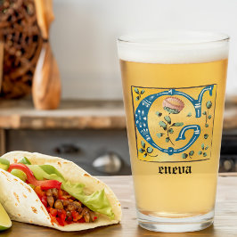 Medieval Blommigt Upplyst Brev G Monogram Glaskopp