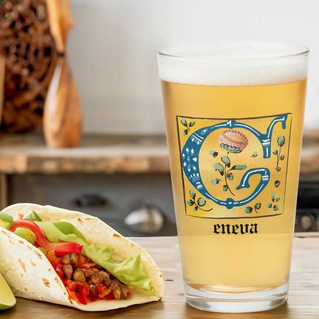 Medieval Blommigt Upplyst Brev G Monogram Glaskopp (Skapare uppladdad)