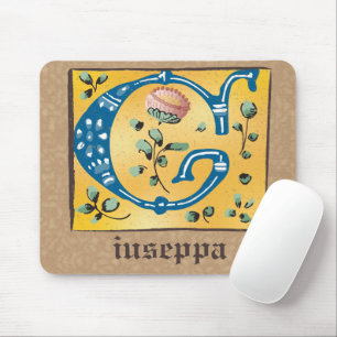 Medieval Blommigt Upplyst Brev G Monogram Musmatta