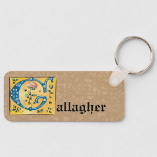 Medieval Blommigt Upplyst Brev G Monogram Nyckelring