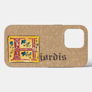 Medieval Blommigt Upplyst Brev H Monogram