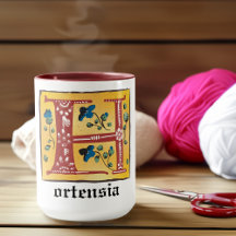 Medieval Blommigt Upplyst Brev H Monogram Mugg