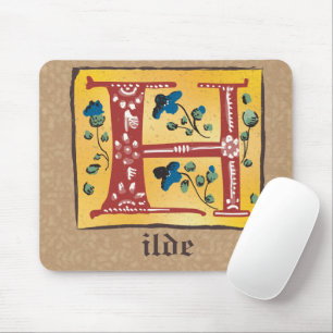 Medieval Blommigt Upplyst Brev H Monogram Musmatta