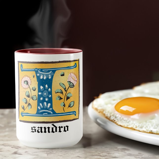 Medieval Blommigt Upplyst Brev I Monogram Mugg (Skapare uppladdad)