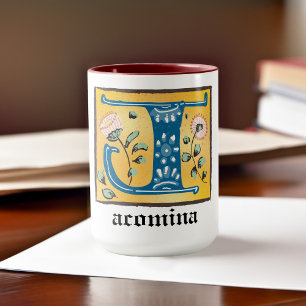 Medieval Blommigt Upplyst Brev J Monogram Mugg