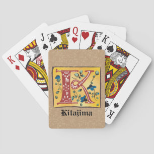 Medieval Blommigt Upplyst Brev K Monogram Casinokort