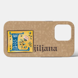 Medieval Blommigt Upplyst Brev L Monogram