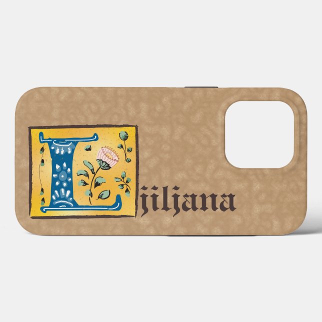 Medieval Blommigt Upplyst Brev L Monogram (Baksida (horisontell))