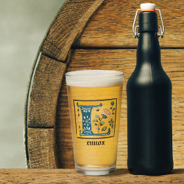 Medieval Blommigt Upplyst Brev L Monogram Glaskopp