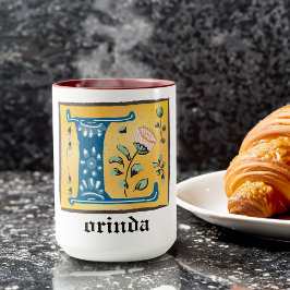 Medieval Blommigt Upplyst Brev L Monogram Mugg