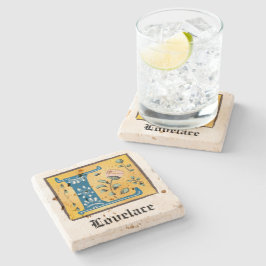 Medieval Blommigt Upplyst Brev L Monogram Stenunderlägg