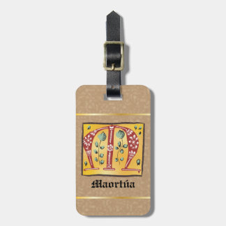Medieval Blommigt Upplyst Brev M Monogram Bagagebricka