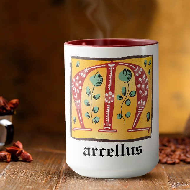 Medieval Blommigt Upplyst Brev M Monogram Mugg (Skapare uppladdad)