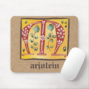 Medieval Blommigt Upplyst Brev M Monogram Musmatta