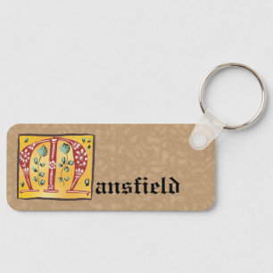 Medieval Blommigt Upplyst Brev M Monogram Nyckelring