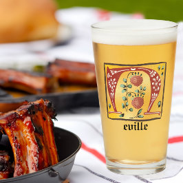 Medieval Blommigt Upplyst Brev N Monogram Glaskopp