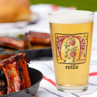 Medieval Blommigt Upplyst Brev N Monogram Glaskopp