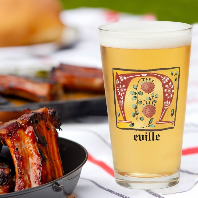 Medieval Blommigt Upplyst Brev N Monogram Glaskopp (Skapare uppladdad)