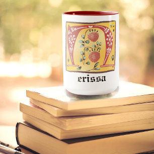 Medieval Blommigt Upplyst Brev N Monogram Mugg