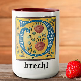 Medieval Blommigt Upplyst Brev O Monogram Mugg
