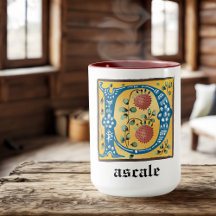 Medieval Blommigt Upplyst Brev P Monogram Mugg