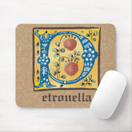 Medieval Blommigt Upplyst Brev P Monogram Musmatta