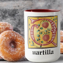 Medieval Blommigt Upplyst Brev Q Monogram Mugg
